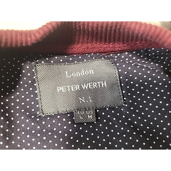 Peter Werth N.1 Sweater Ribbed Cotton Blend Burgundy Long Sleeve Men's Medium - Picture 12 of 12